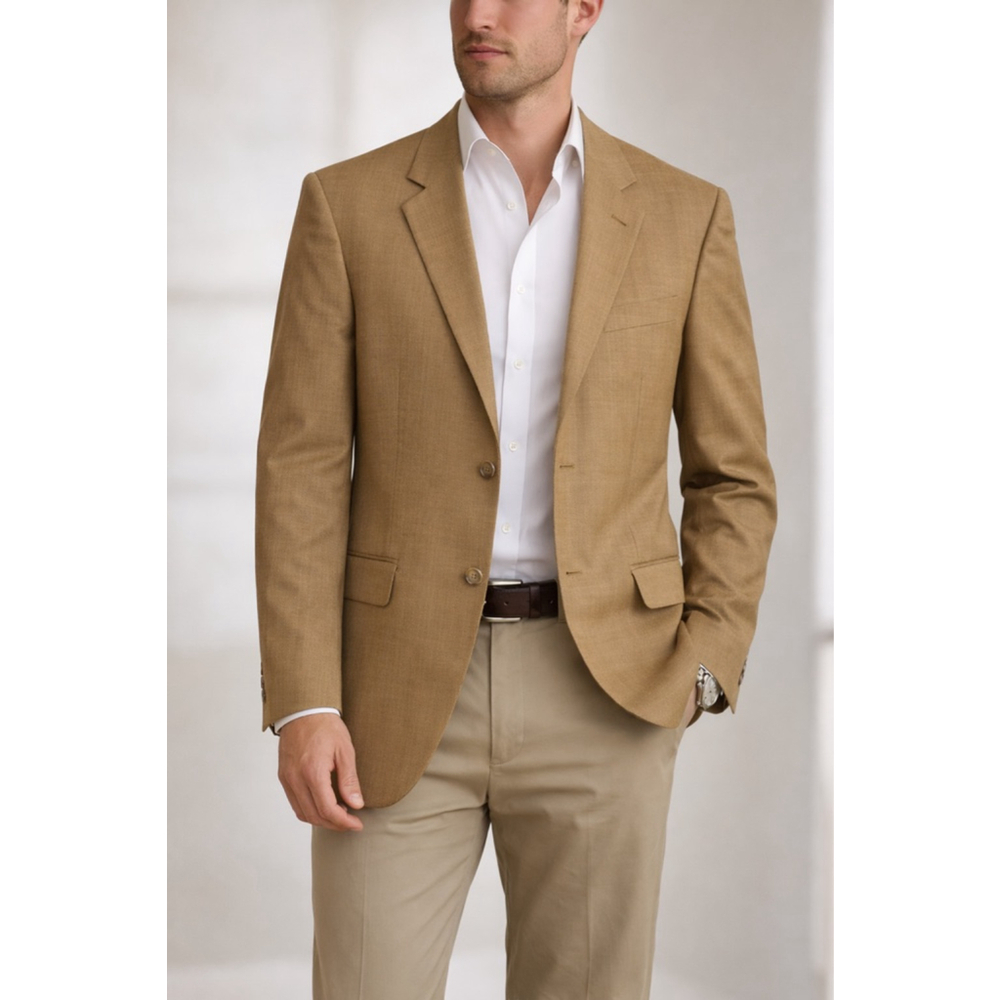 Jack Victor Montreal Pure Virgin Wool Blazer Made in Canada Tan Sports Jacket